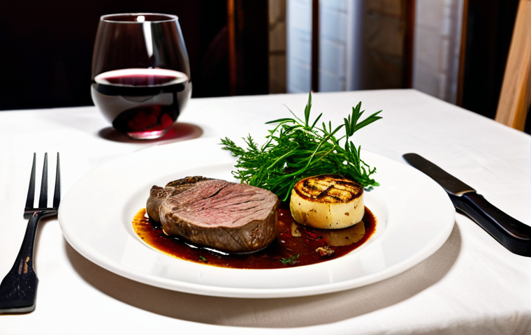 **

"A cozy bistro scene in Bordeaux, France. A table is set with a plate of perfectly cooked lamb, garnished with herbs. Beside it sits a glass of Saint-&Eacute;milion wine. Soft, warm lighting. Professional, fully clothed, appropriate content, safe for work, perfect anatomy, natural proportions, modest attire."

**