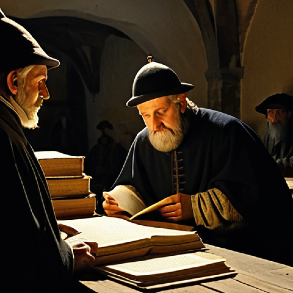 프랑스의 종교 개혁과 가톨릭 영향 - **Image Prompt: The Genesis of Reform in France**
A dimly lit, cozy backroom of a 16th-century P...