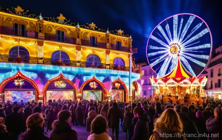 니스 카니발과 퍼레이드 일정 - **Prompt:** A majestic Queen's float at the Nice Carnival, showcasing the "Vive la Reine!" theme. Th...