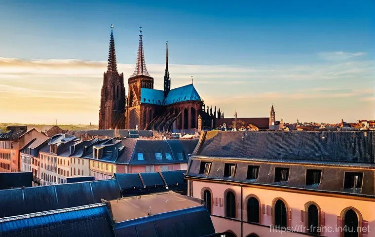 스트라스부르 유네스코 문화유산 - **Prompt 1: Strasbourg Cathedral at Golden Hour**
    A breathtaking, wide-angle shot of the majesti...