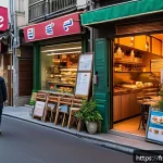 Home 21 프랑스에서 한국 음식점 찾는 법 - A bustling street scene in Paris’s 13th arrondissement featuring authentic Korean restaurants and gr...