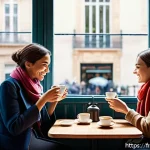 Home 19 프랑스어 기초 회화 표현 - A cozy Parisian café scene in springtime, featuring a diverse group of people engaged in light conve...